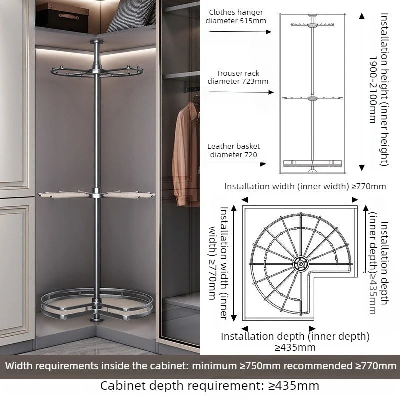 Rotating Coat Rack – Modern Aluminum Hanger Stand, 4 Hooks Rotating Coat Rack Babs Gray-Large