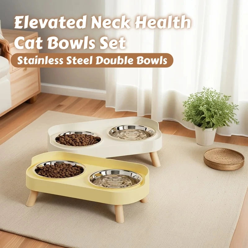 Elevated Dog Feeder with 2 Stainless Steel Bowls – Multicolour Elevated Pet Feeder Babs