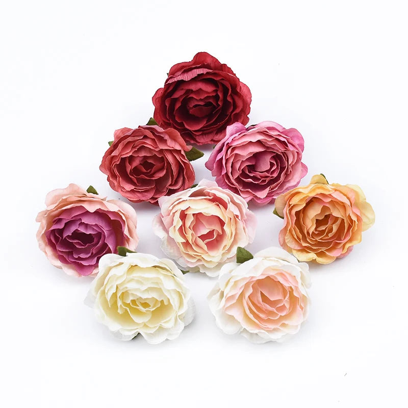 Multicolor Silk Artificial Rose Heads – Bulk 50/100pcs Wedding Décor Artificial Flowers Babs