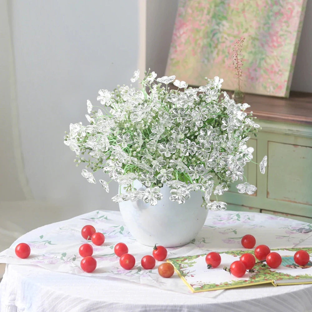 5Pcs Crystal Bead Artificial Rose Bouquet 28cm | Wedding Decor Artificial Flower Bouquet Babs