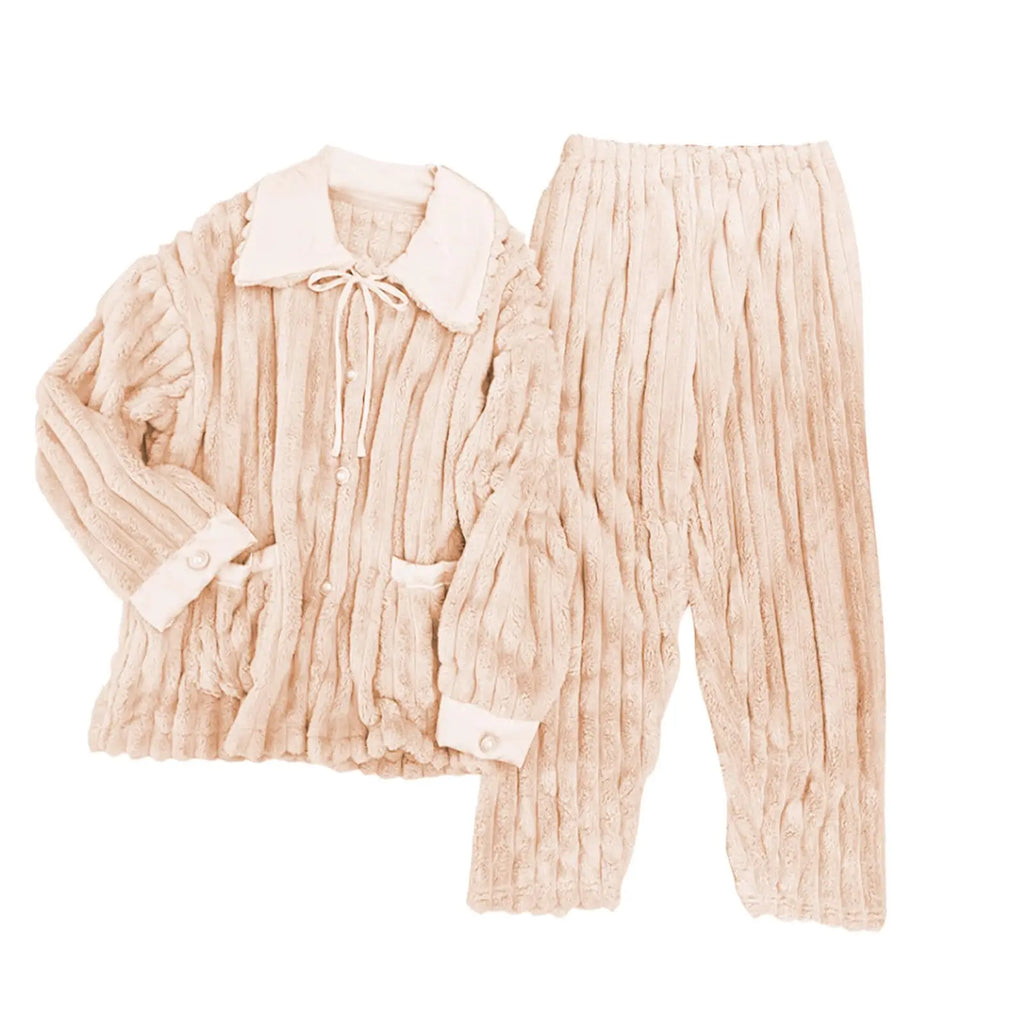 Plus Size Couple Fleece Pajamas Set – Cozy Winter Homewear Couple Pajama Set Babs Light pink M
