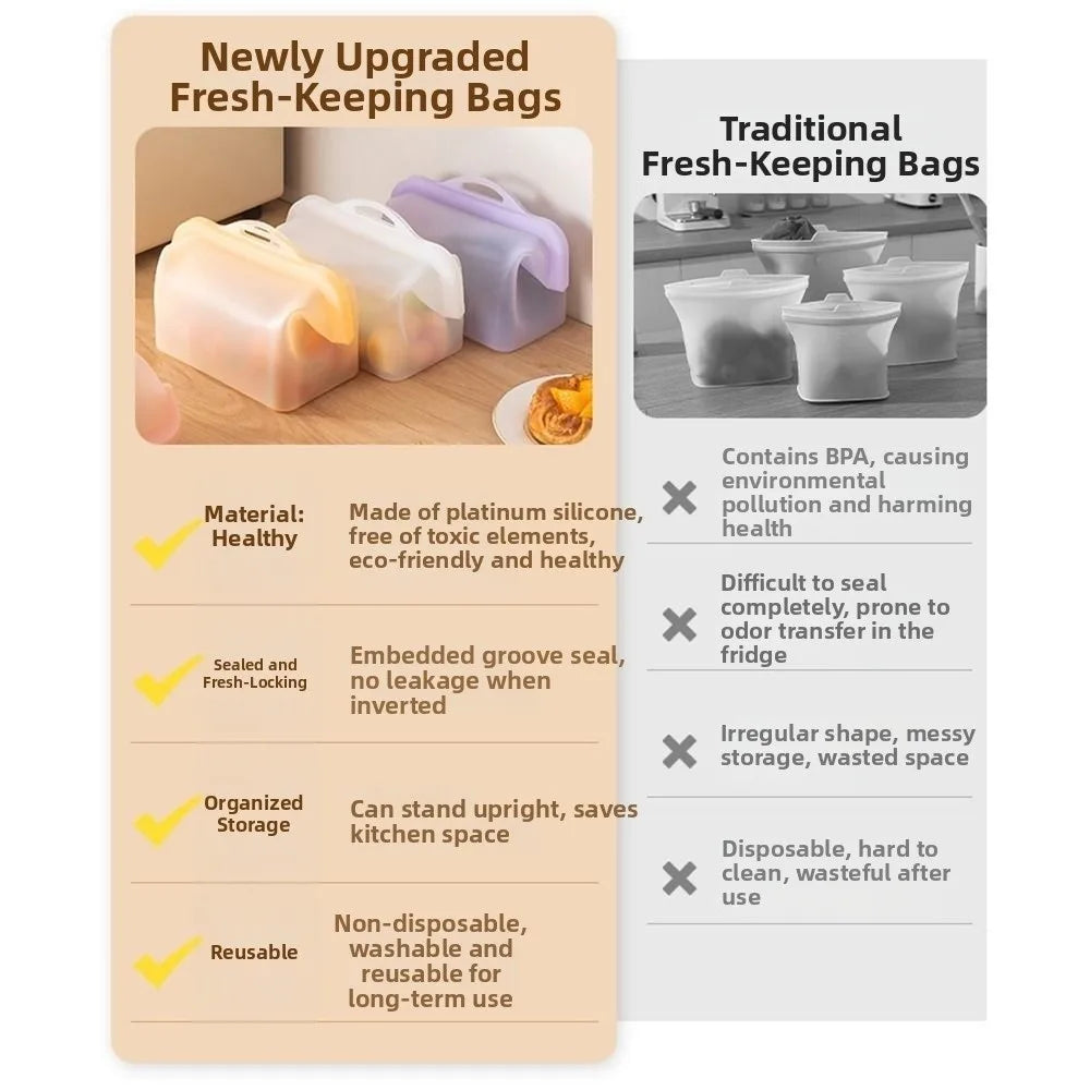 Leak-Proof Silicone Food Storage Bags – Reusable & BPA-Free Silicone Food Storage Bag Babs