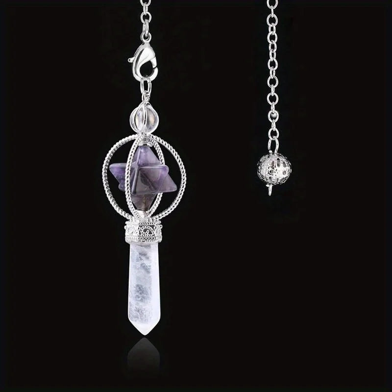 Natural Crystal Quartz Dowsing Pendulum Pendant – 1PC Crystal Pendulum Pendant Babs purple