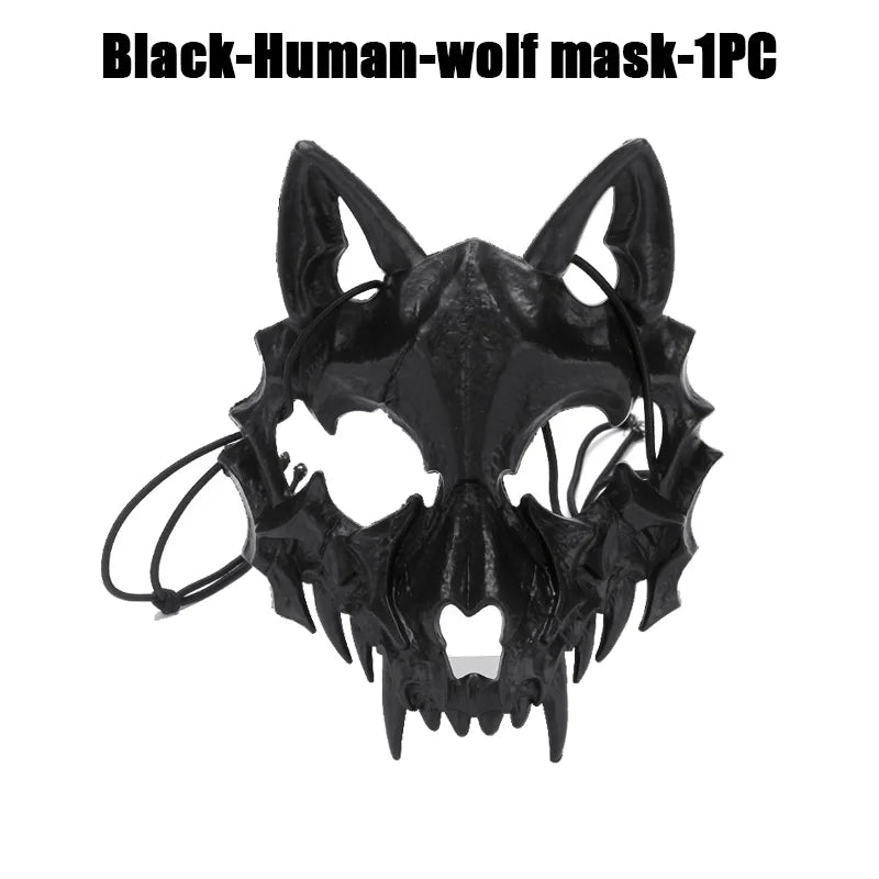 Halloween Skeleton Half Face Mask – Anime Cosplay Costume Prop Costume Face Mask Babs Black-A-1PCS