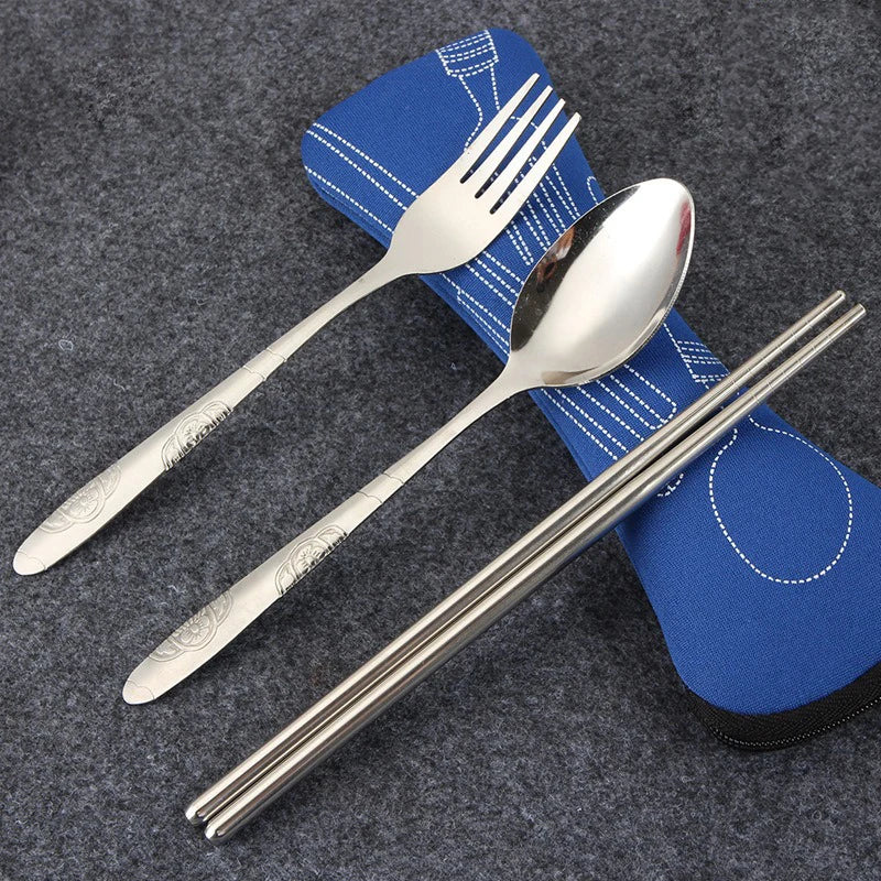 5-Piece Portable Stainless Steel Cutlery Set – Camping & Travel Travel Cutlery Set Babs
