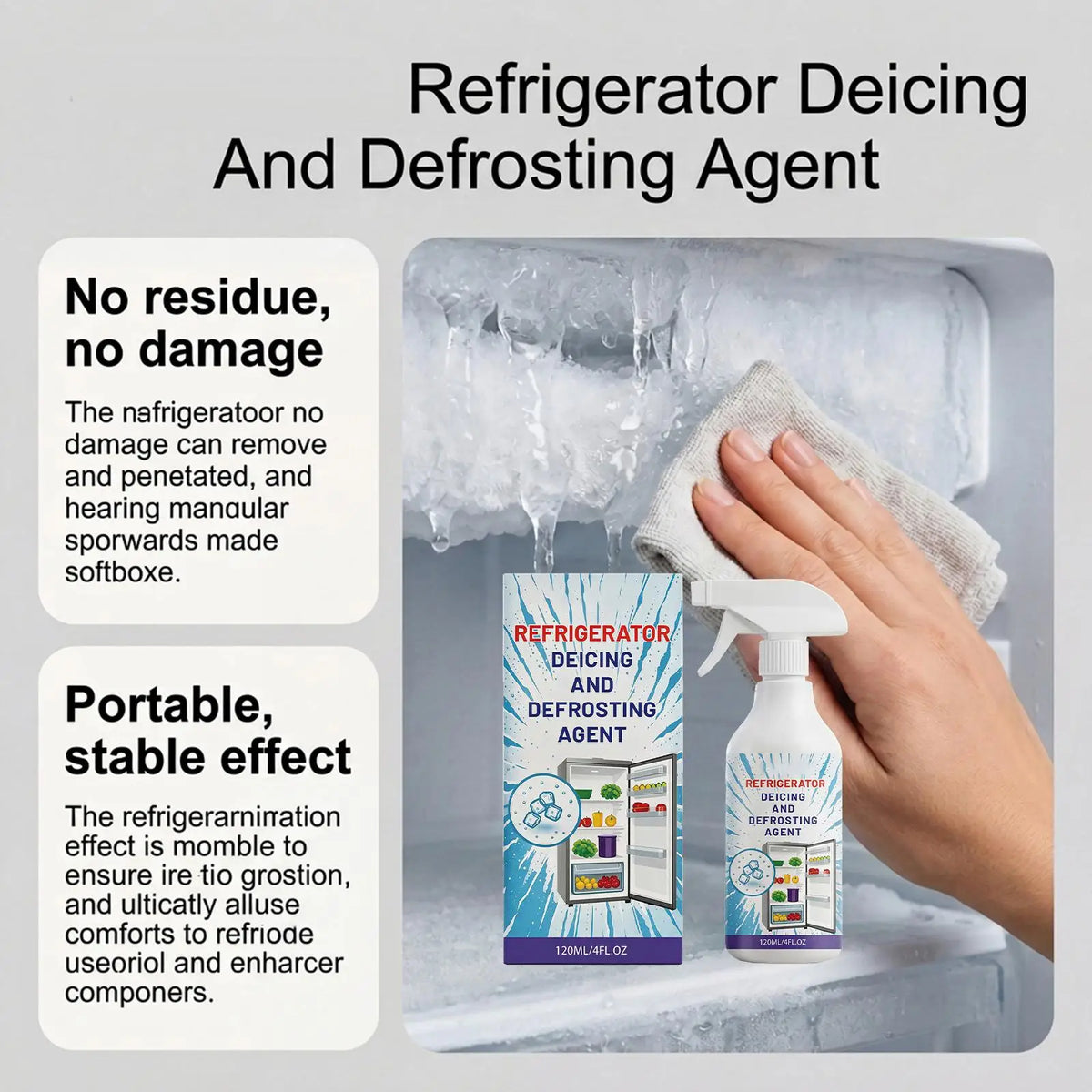 120ml Freezer Defroster Spray – Fast Ice & Frost Remover Defroster Spray Babs