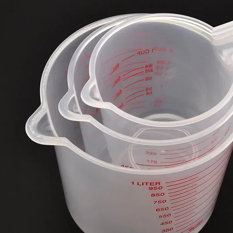 3-Piece Plastic Measuring Cups Set – 250ml, 500ml & 1000ml Measuring Cup Set Babs