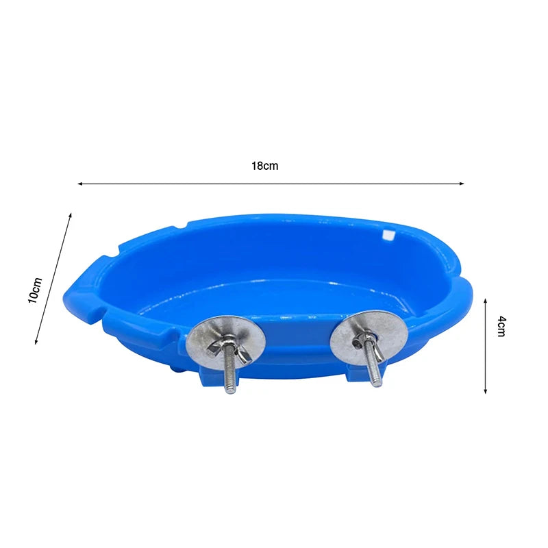 Parrot Bird Bath & Food Tray – Blue Cage Bathtub Accessory Bird Bath Tray Babs Blue
