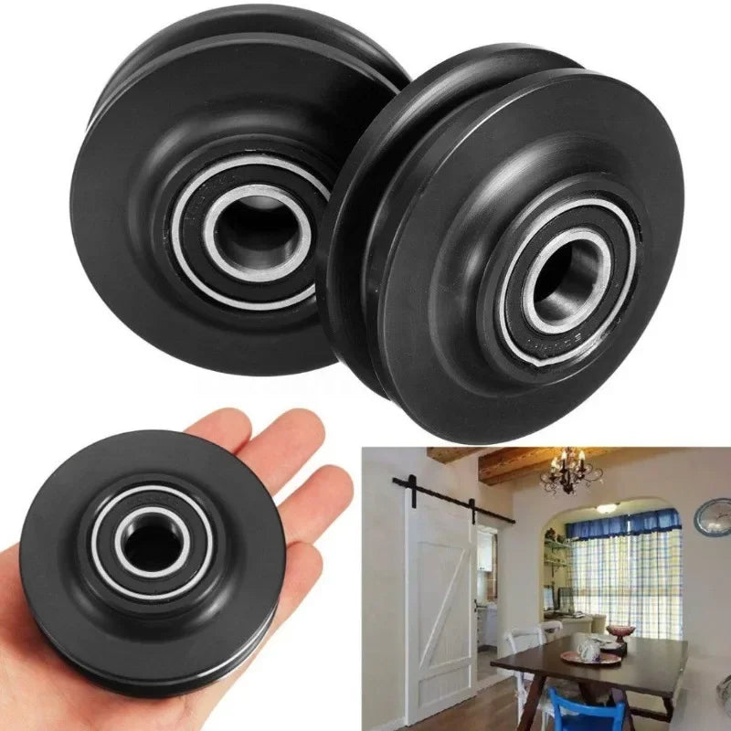 2PCS Barn Door Double Bearing Sliding Pulleys | Door Rollers Sliding Door Pulley Babs