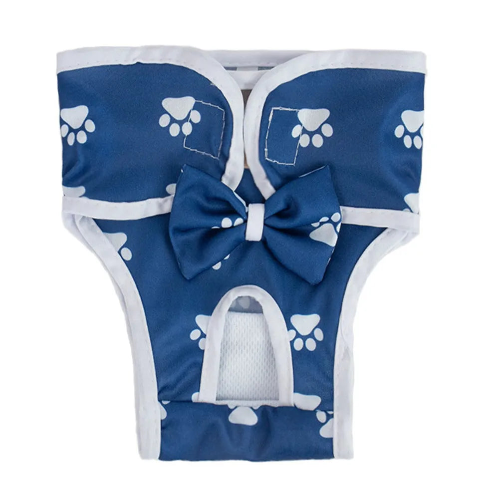 Washable Dog Diaper Pants – Adjustable Paw Pattern, S–XL Dog Diaper Pants Babs Blue-M