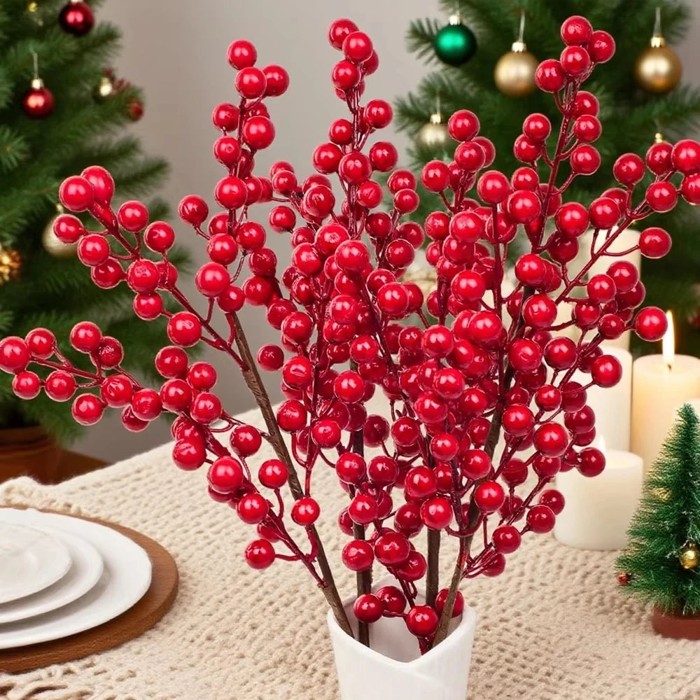 Artificial Holly Red Berry Branches | Christmas & Wedding Decor Artificial Holly Branches Babs