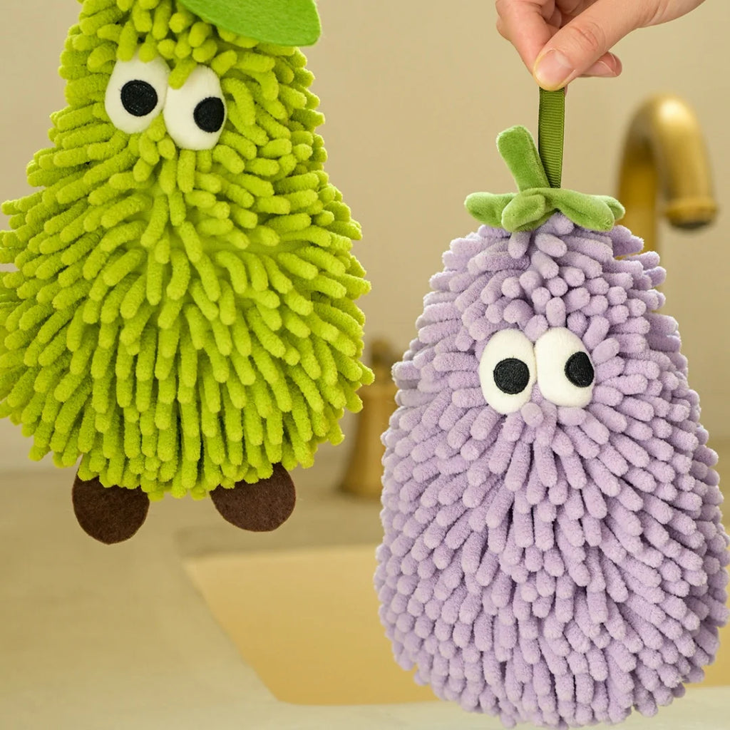 Fruit Shaped Hanging Hand Towels – Soft Chenille Washcloth Novelty Hand Towel Babs