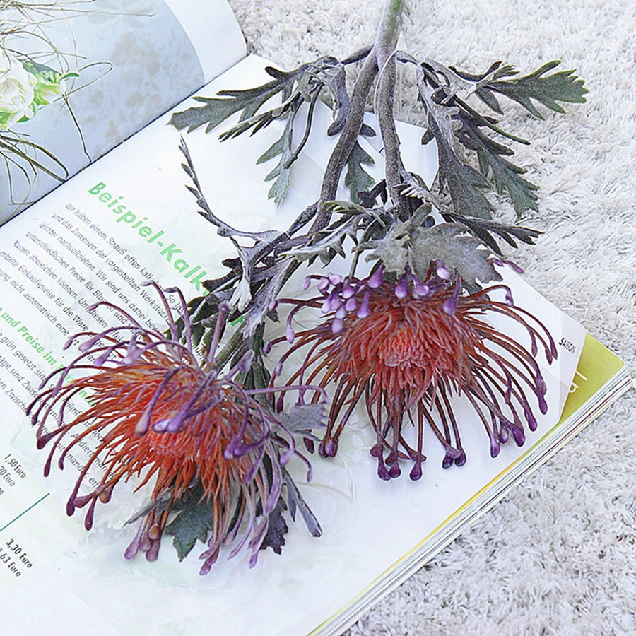 Artificial Leucospermum Fake Flowers – Wedding & Home Décor Artificial Flowers Babs Purple 1 PC