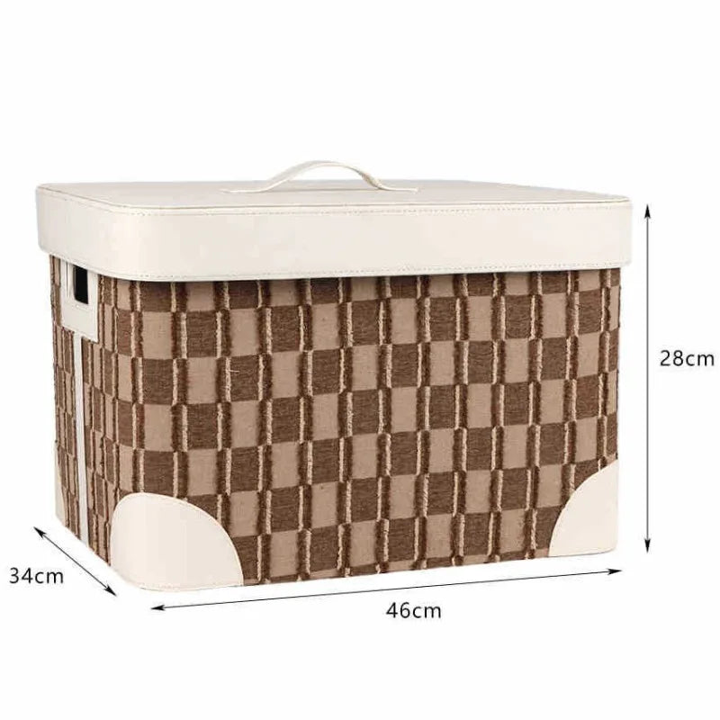Large Leather Storage Box with Lid – Retro Luxury Organizer Leather Storage Box Babs Brown-Large