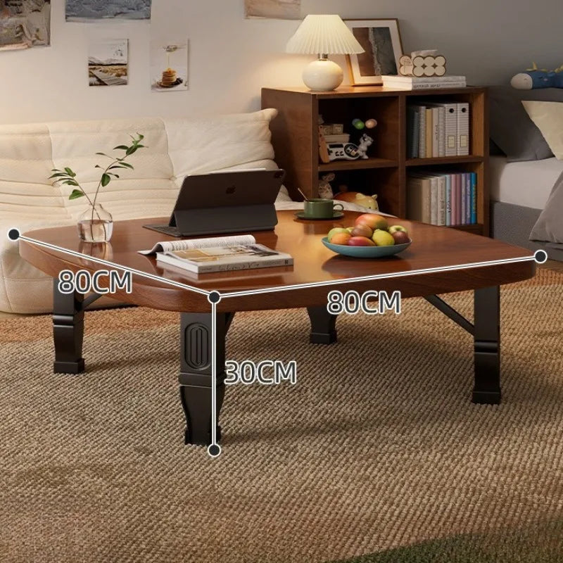 Folding Tatami Coffee Table – Minimalist Low Side Table 80cm Folding Coffee Table Babs Square-Brown-80CM