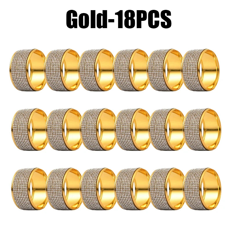 Crystal Rhinestone Metal Napkin Rings – Elegant Banquet Table Decor Napkin Rings Babs 18PCS