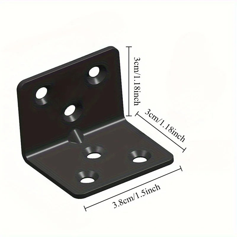 10pcs Black Stainless Steel L-Shaped Corner Brackets | Heavy-Duty Corner Brackets Babs