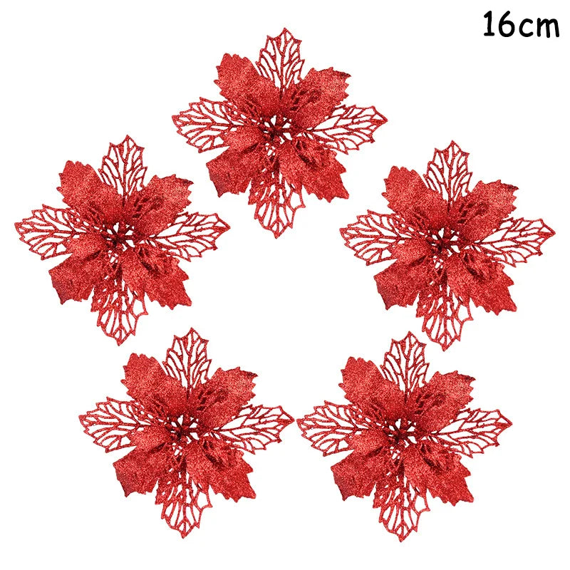 5Pcs Christmas Red Berry & Pine Cone Artificial Branches Décor Christmas Décor Branches Babs 5pcs red flower