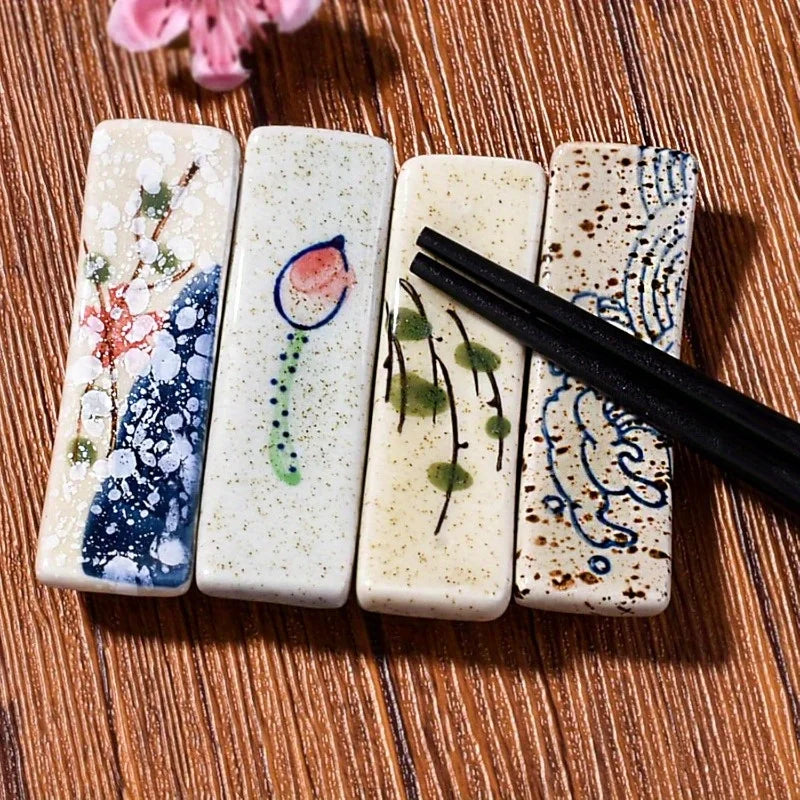 4-Pack Porcelain Chopstick Holder & Spoon Rest | Ceramic Set Chopstick Holder Set Babs