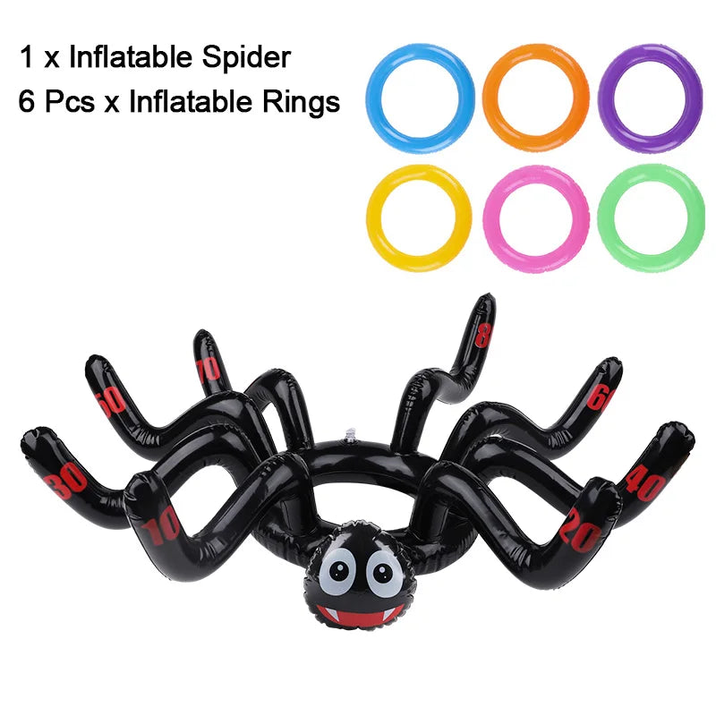 Halloween Inflatable Ring Toss Game – Spider & Octopus Party Toy Inflatable Party Game Babs 1set Spider