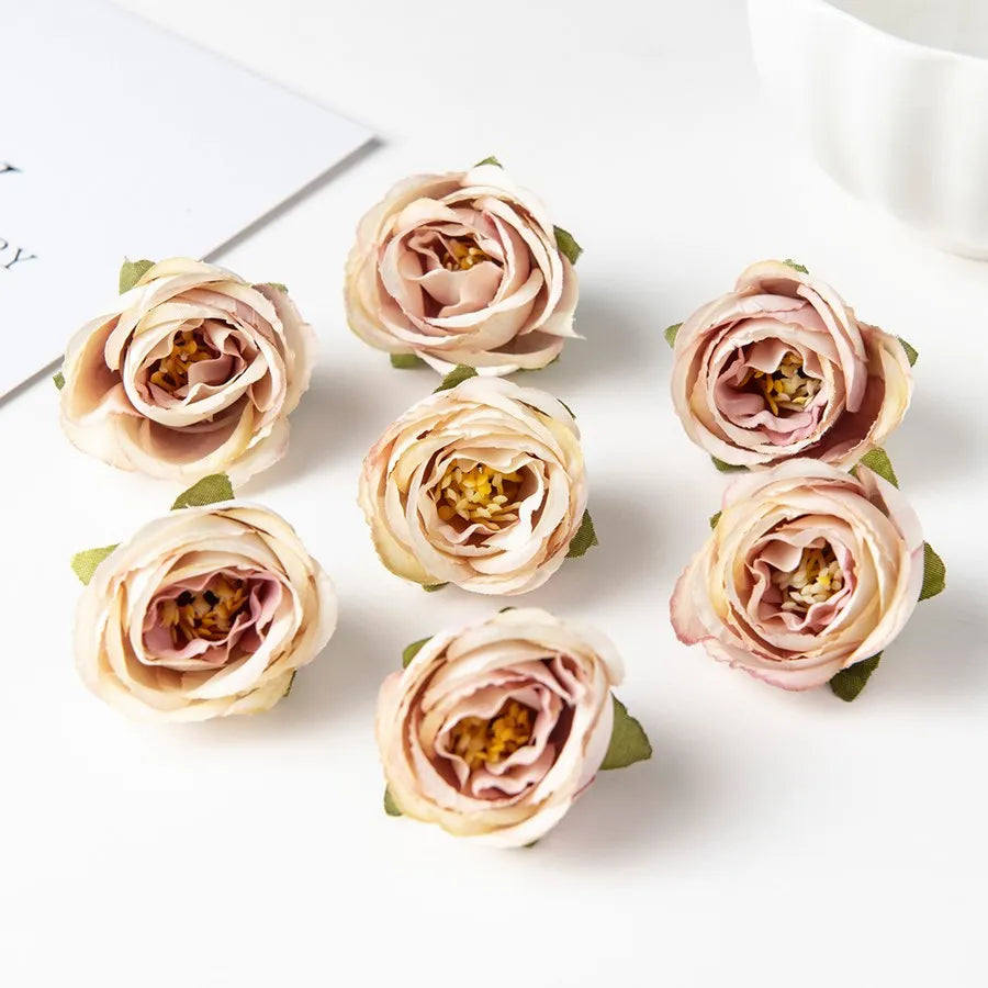 Silk Rose Artificial Flower Heads – Wedding & DIY Craft Decor Artificial Silk Flowers Babs Champagne 5 pcs