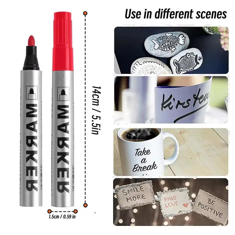 5-Pack HUXUAN MS300 Permanent Oil-Based Marker Pens 2mm Black Permanent Marker Set Babs