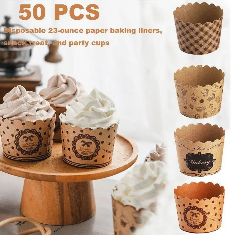 50-Pack Cupcake Liners – Paper Baking Cups for Muffins & Cakes Cupcake Baking Liners Babs