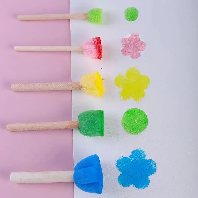 5-Piece Mini Sponge Painting Brush Set for Kids Arts & Crafts Kids Craft Brush Set Babs