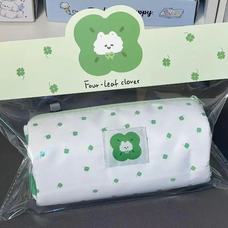 Large Four-Leaf Clover Kitten Pencil & Cosmetic Organizer Case Pencil Case Organizer Babs A1