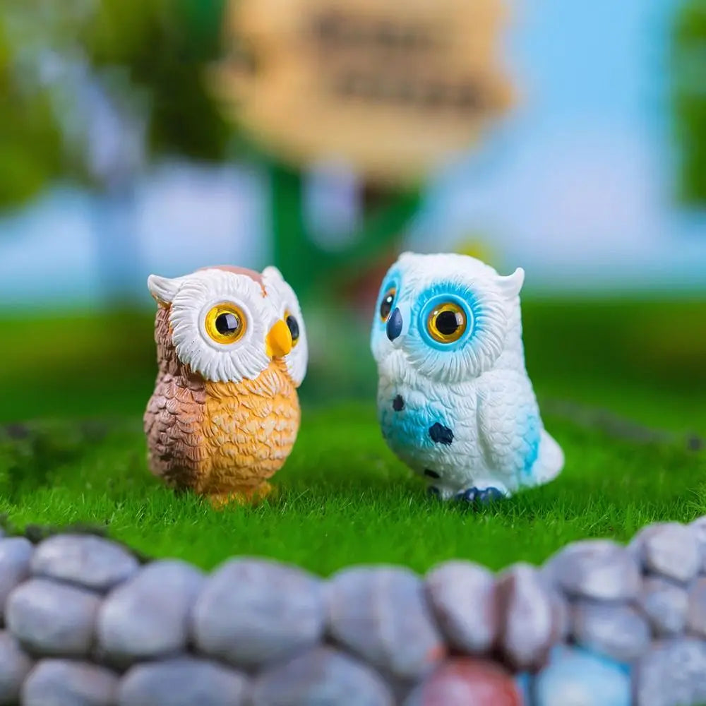 Cute Mini Resin Owl Ornament – Micro Landscape Scene Decor Resin Figurine Ornament Babs