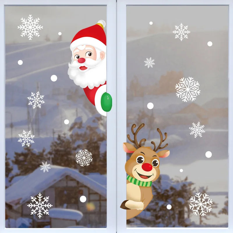 Christmas Window Stickers – Santa & Snowflake DIY Wall Decals Holiday Wall Decals Babs Set2