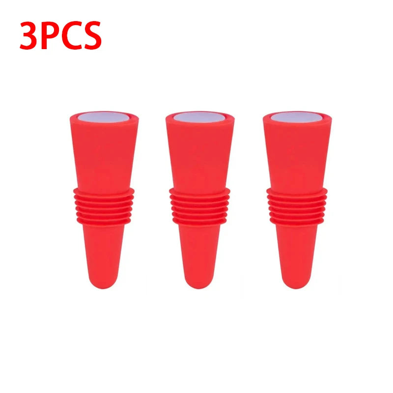 Reusable Silicone Vacuum Wine & Champagne Bottle Stopper Wine Bottle Stopper Babs 3pcs Red