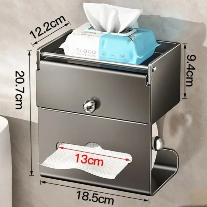 Luxury Stainless Steel Tissue Box & Toilet Storage Rack Tissue Box Holder Babs