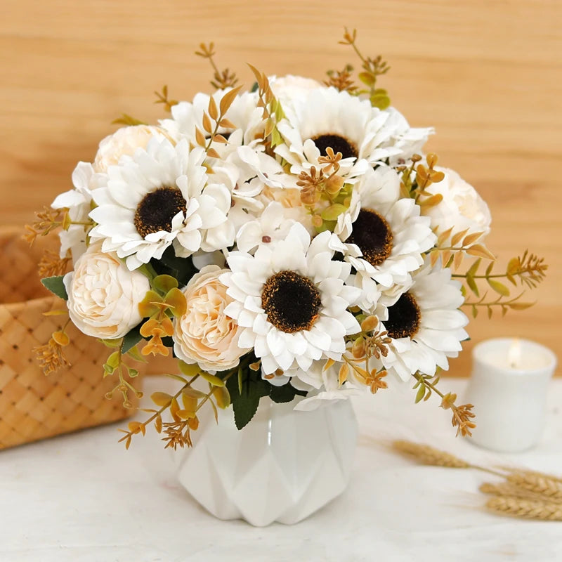 Silk Sunflower & Peony Artificial Flowers | Wedding & Home Decor Artificial Flower Stems Babs