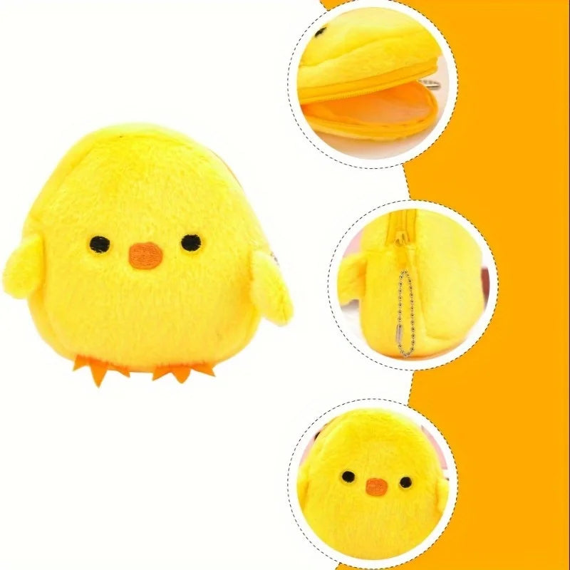 Cute Plush Chick Coin Purse – Zipper Wallet & Key Holder Novelty Coin Purse Babs