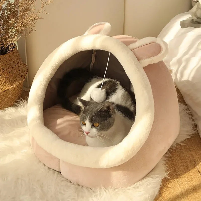 Cartoon Cave Cat Bed – Foldable, Washable, 100% Cotton Cat Cave Bed Babs