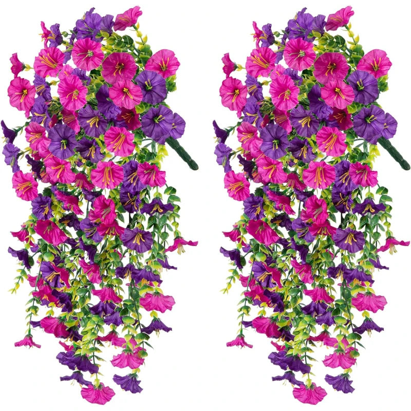 Artificial Morning Glory Flower Vines – Wedding & Home Decor Artificial Flower Vine Babs PURPLE 6pcs