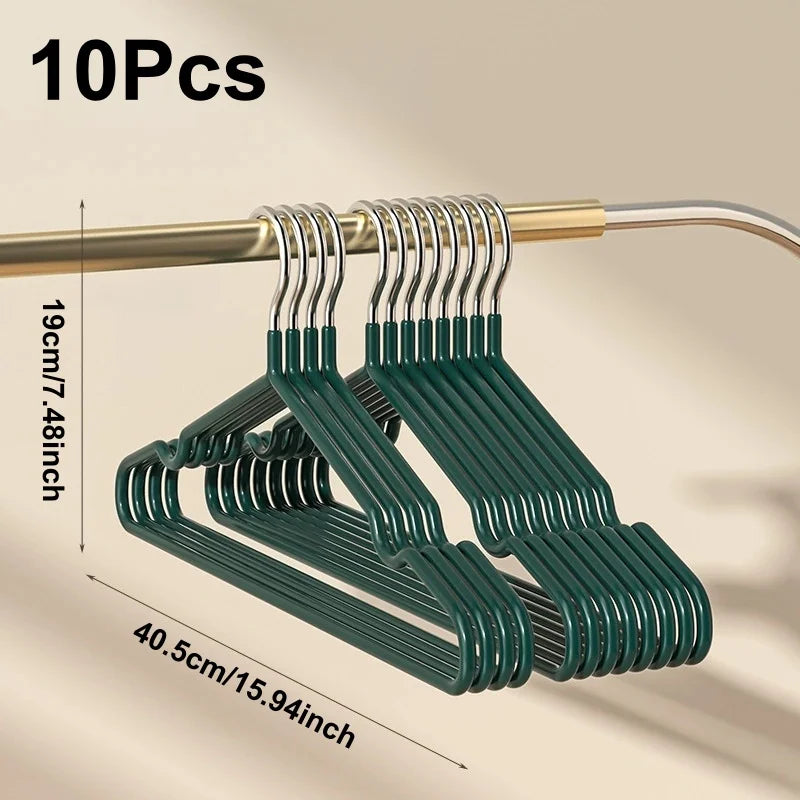 10-Pack Non-Slip Metal Coat Hangers with Round Notches Clothes Hangers Babs 10Pcs-Green