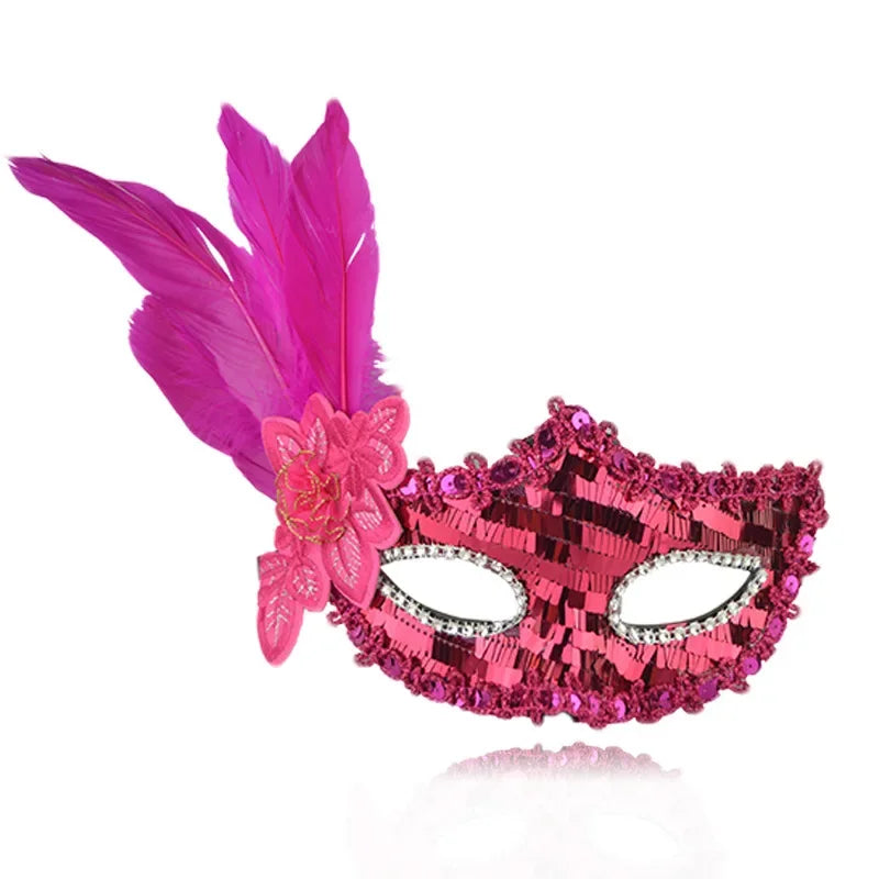 20pcs Sequin Feather Masquerade Masks – Halloween Party Set Costume Feather Mask Babs randomly mix