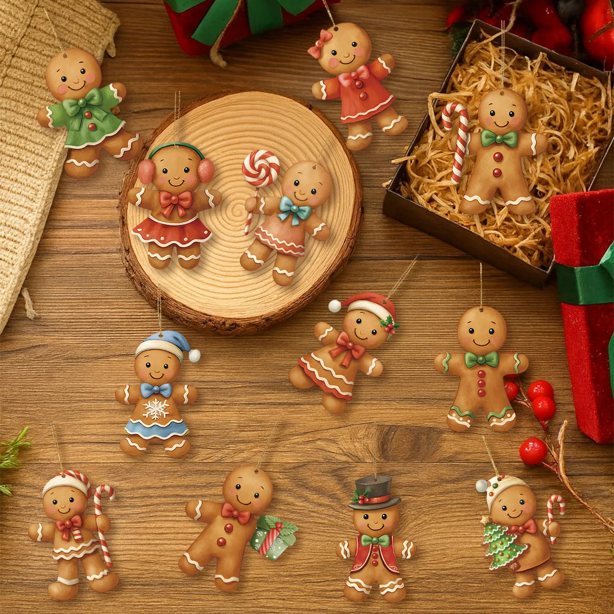 Wooden Gingerbread Man Christmas Ornament 2025 Xmas Tree Christmas Tree Ornament Babs