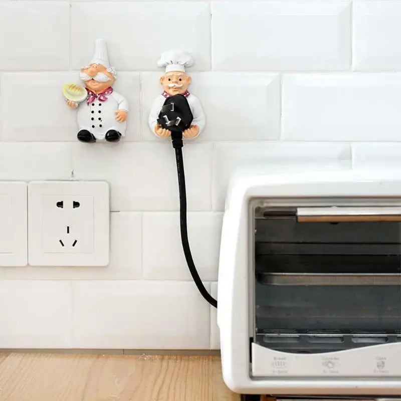 Chef Cartoon Kitchen Plug Hook Wall Organizer | Iron Decor Kitchen Wall Hook Babs