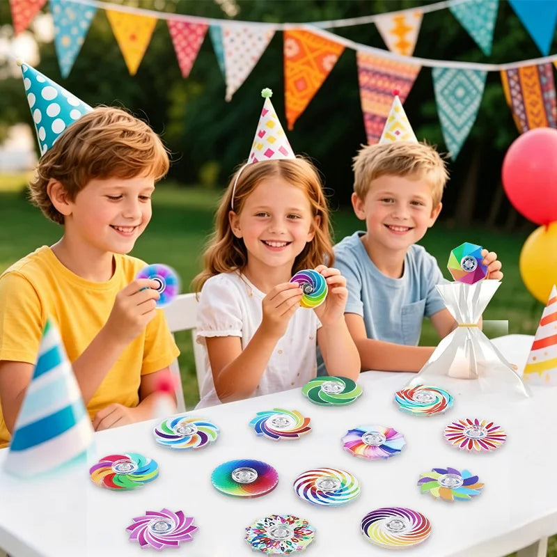 12/24 Mini Rainbow Fidget Spinners – Kids Party Favors Fidget Spinner Toy Babs