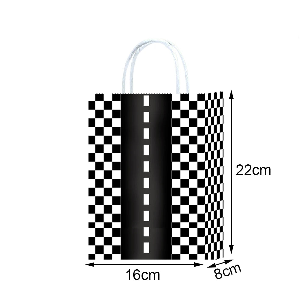 Racing Party Favor Bags | Black & White Checkered Treat Bags Party Favor Bags Babs A 5 Pcs 16x8x21cm