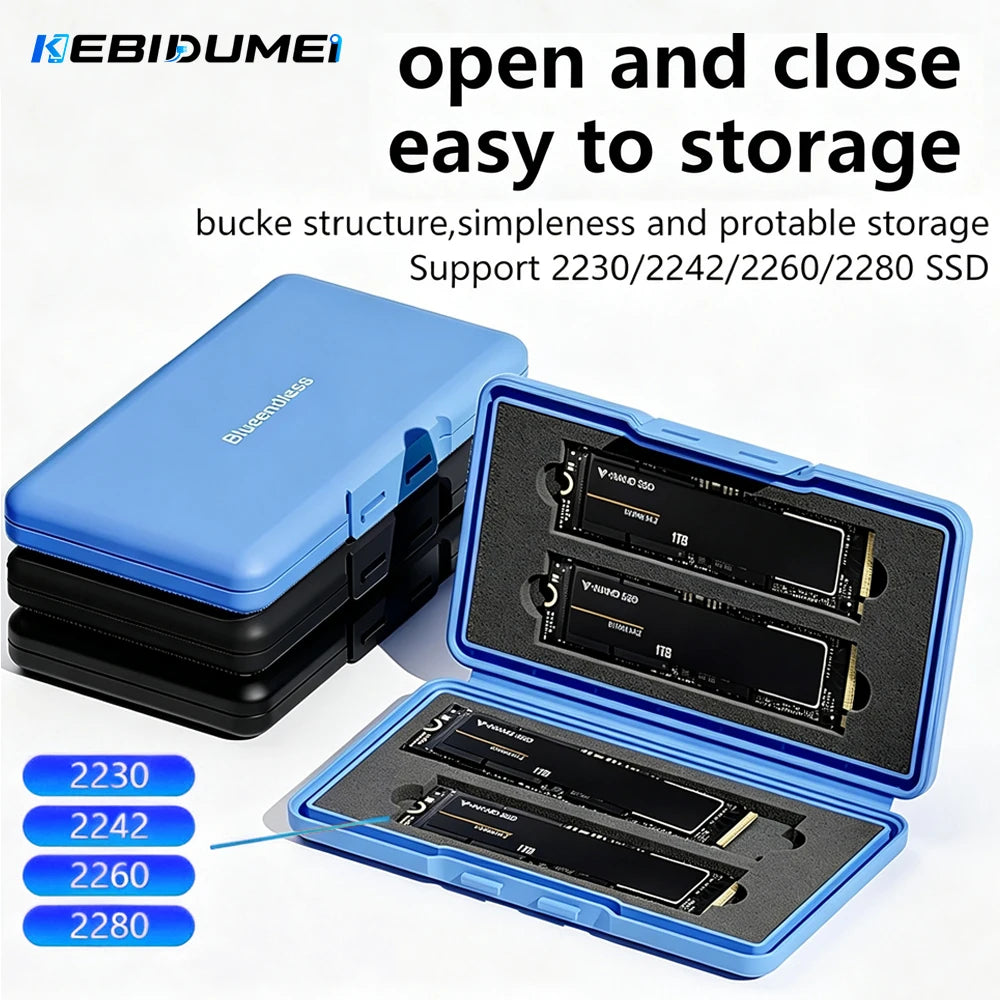 KEBIDUMEI Dual M.2 SSD Case – NVMe & SATA 2230–2280 Protection SSD Protective Case Babs