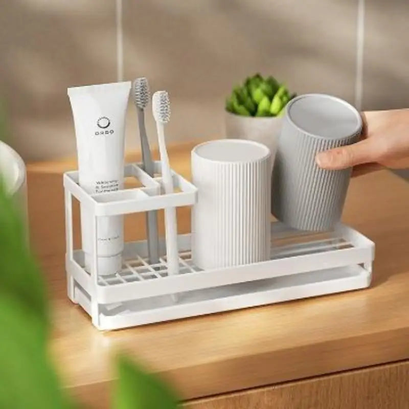 Metal Toothbrush Holder & Mouthwash Cup Storage Rack Toothbrush Holder Babs