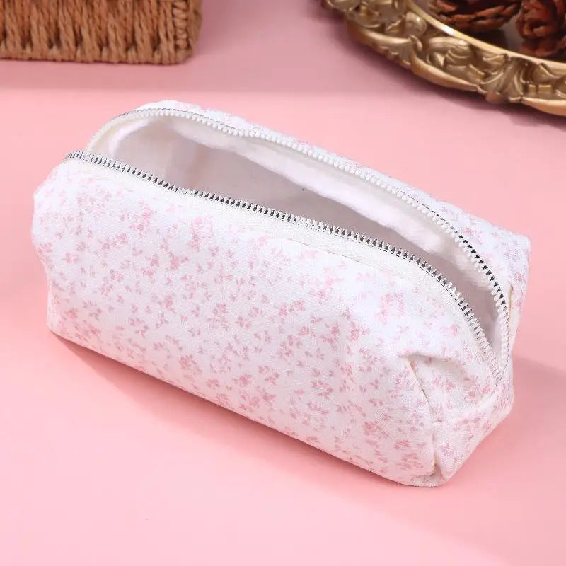 Large Capacity Pink Floral Canvas Pencil Case & Pen Pouch Canvas Pencil Case Babs