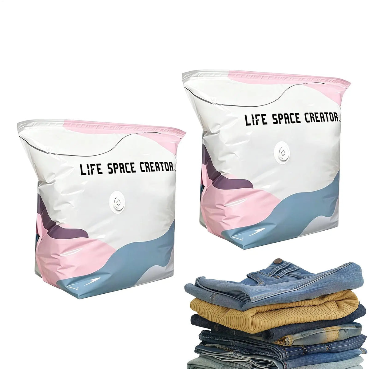 Vertical Compression Vacuum Storage Bags – No Pump, 2-Pack Vacuum Storage Bags Babs