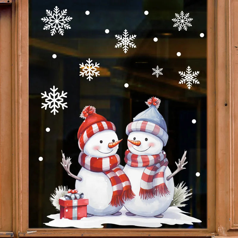 Cartoon Christmas Window Stickers – Santa & Snowman Decals 2025 Window Stickers Babs