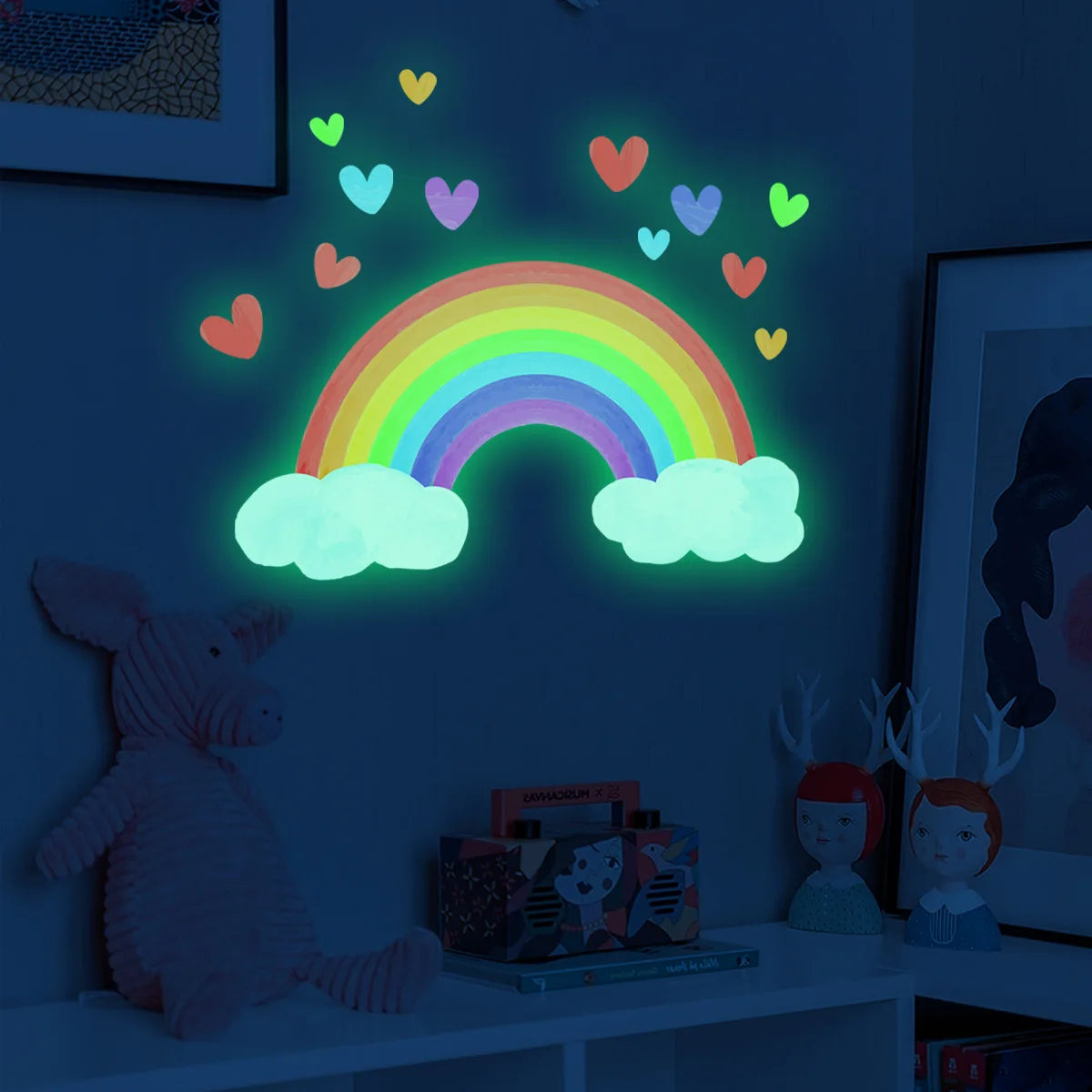 Glow in the Dark Rainbow Wall Stickers for Kids Nursery Room Glow Wall Sticker Babs Set1