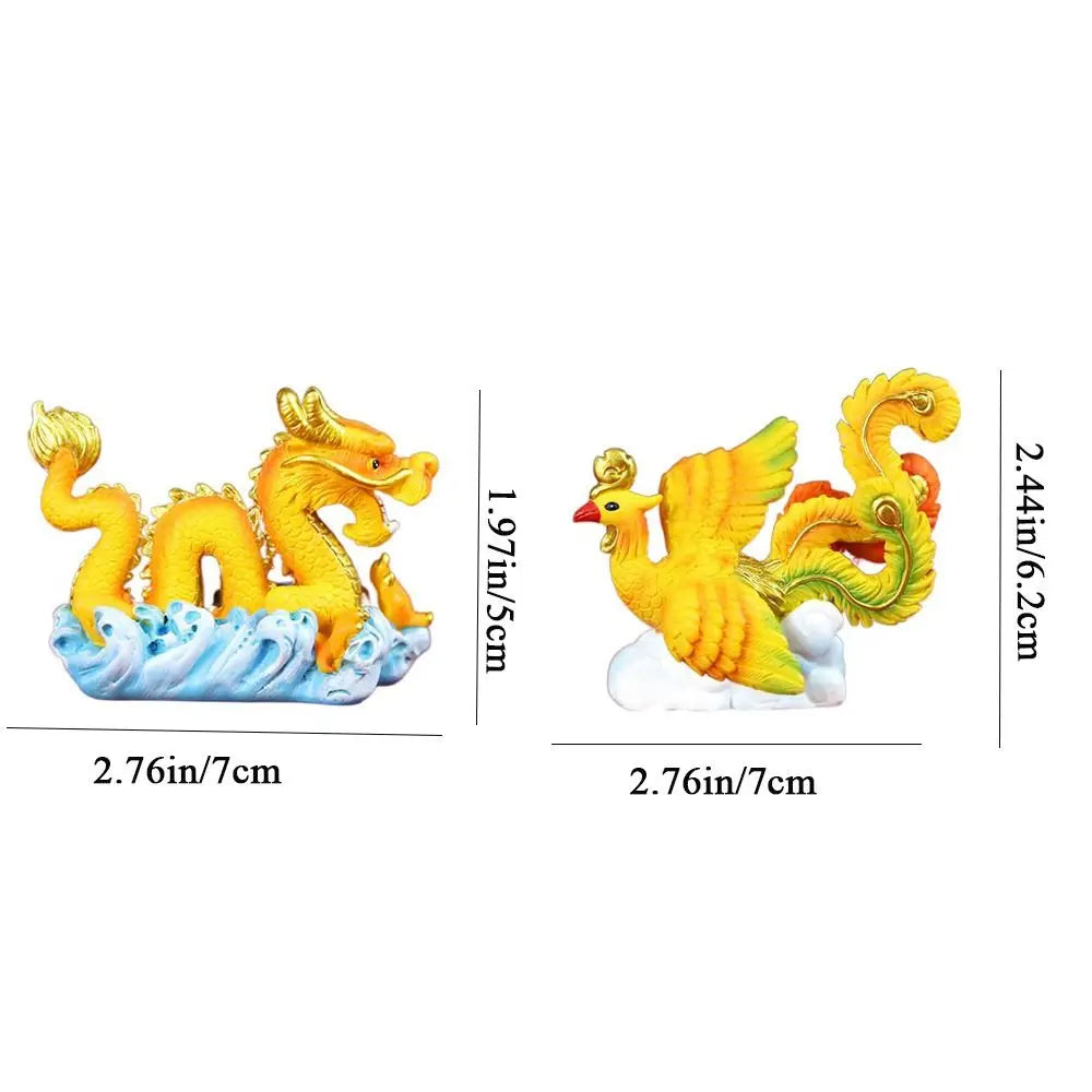 Resin Dragon & Phoenix Ornament – Chinese New Year Cake Decor Resin Figurine Babs